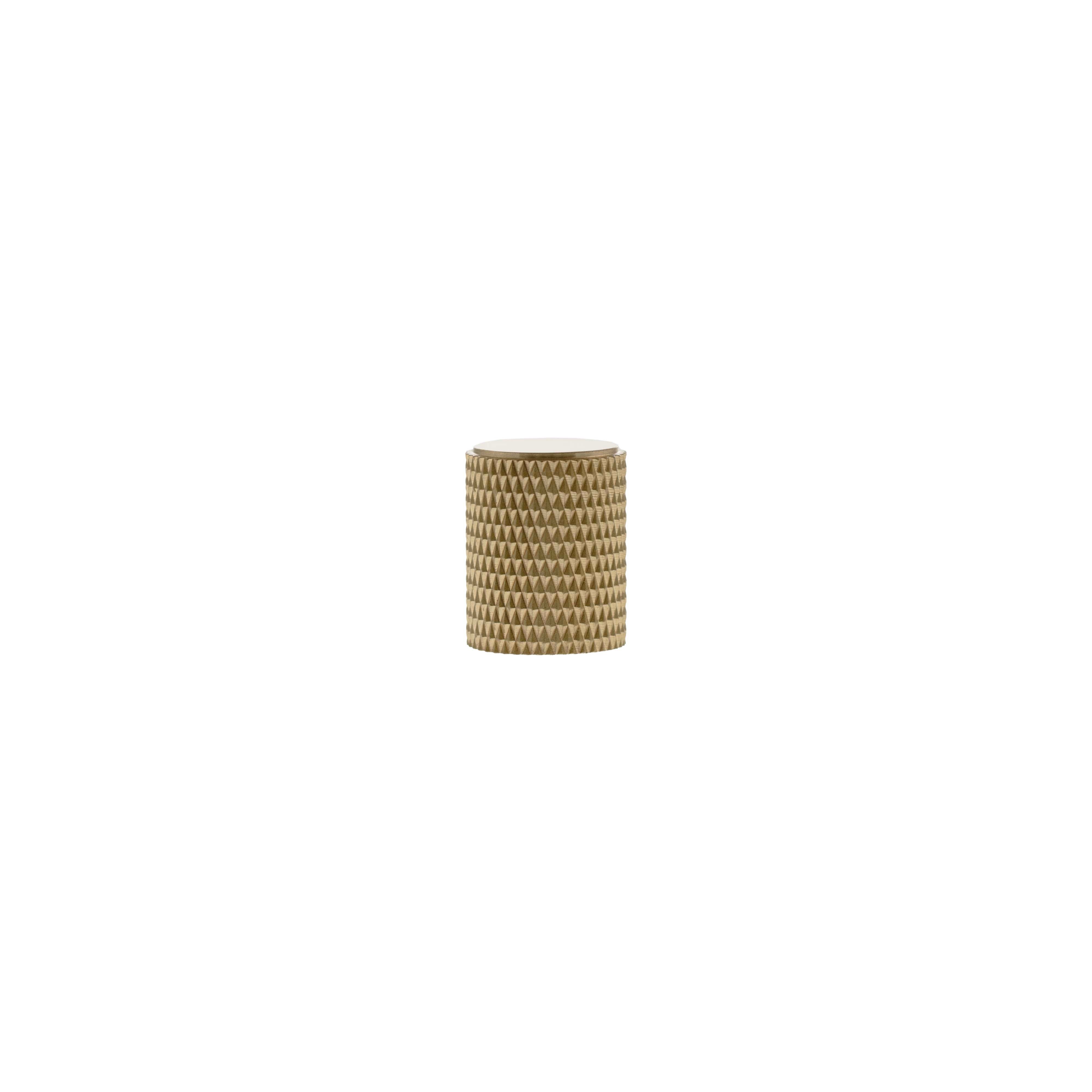 Millhouse Brass Eiffel Knurled Cylinder Cabinet Knob Handle - Satin Brass