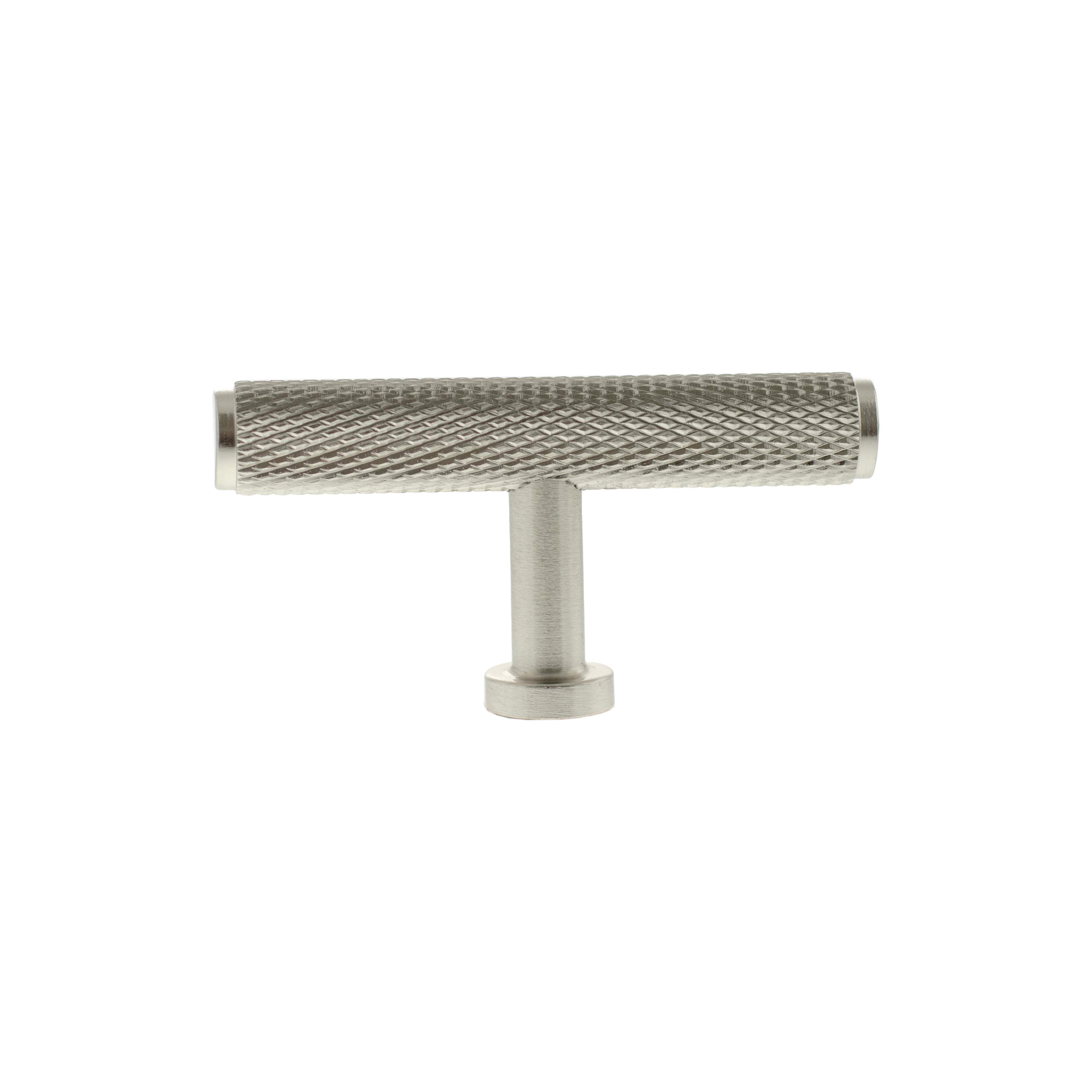 Millhouse Brass Eiffel Knurled T-Bar Cabinet Knob Handle - Satin Nickel