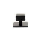 Millhouse Brass Eiffel Knurled Square Cabinet Knob Handle on Backplate - Matt Black