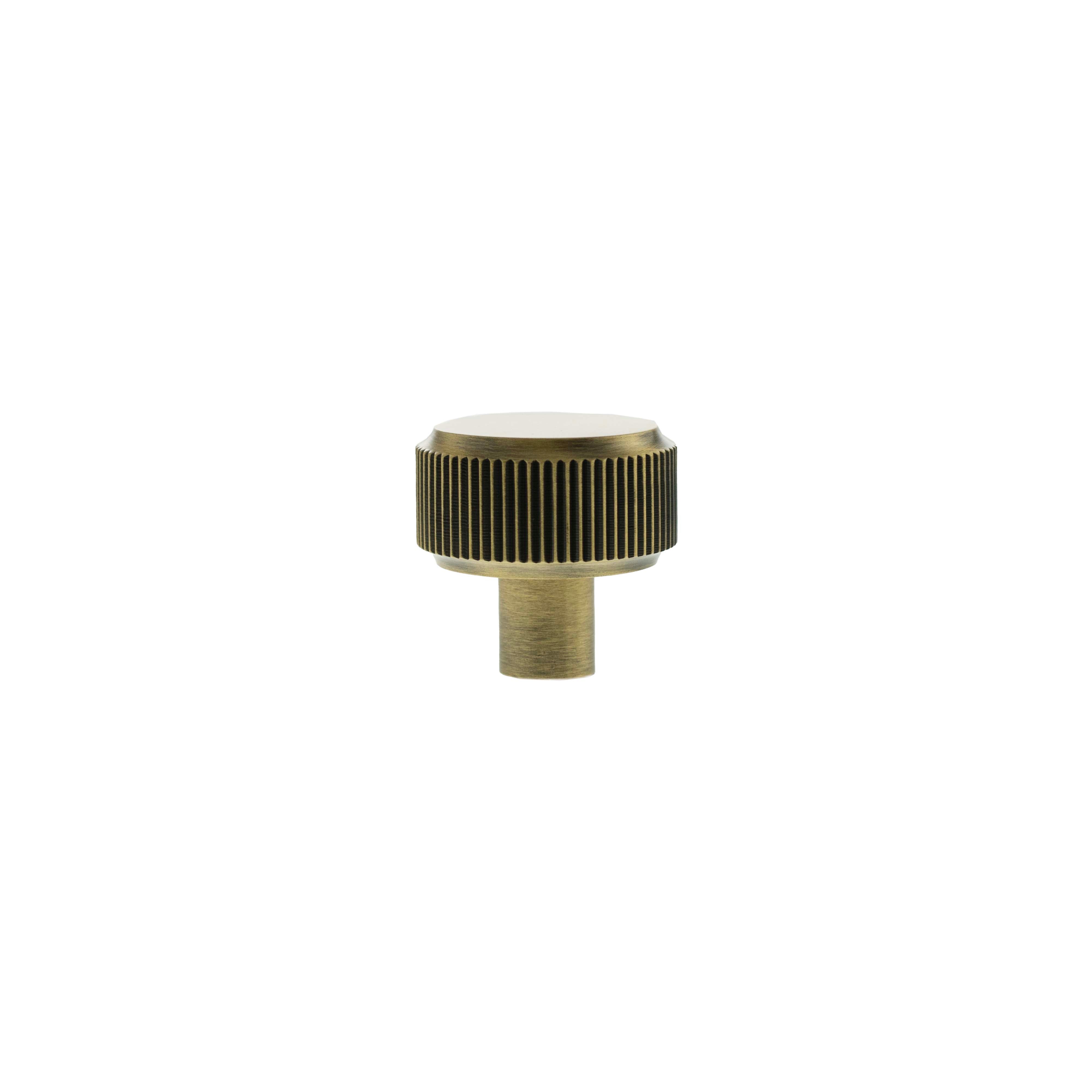 Millhouse Brass Battersea Linear Round Cabinet Knob Handle - Antique Brass