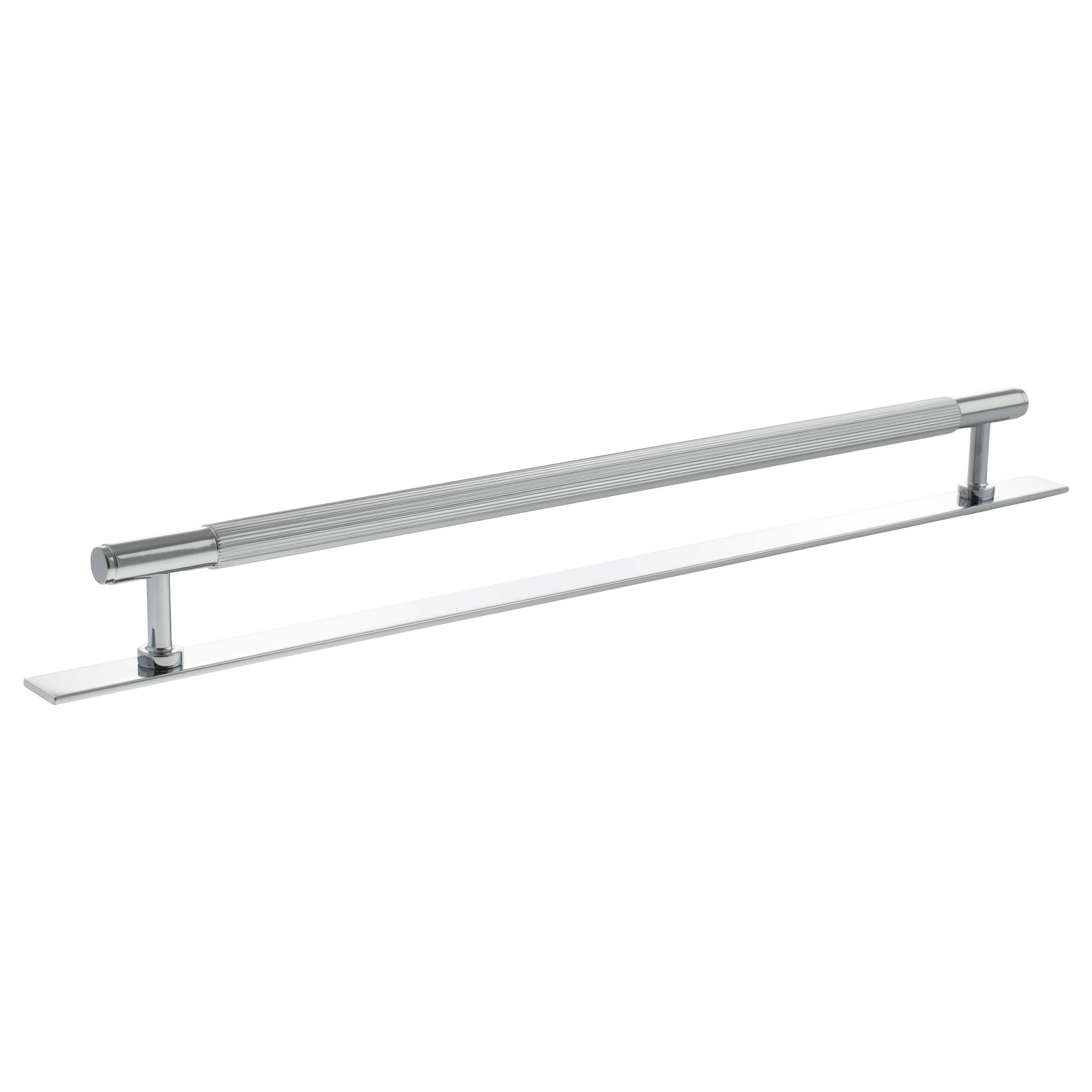 Millhouse Brass Battersea Linear T-Bar Cabinet Pull Handle on Backplate 320mm - Polished Chrome
