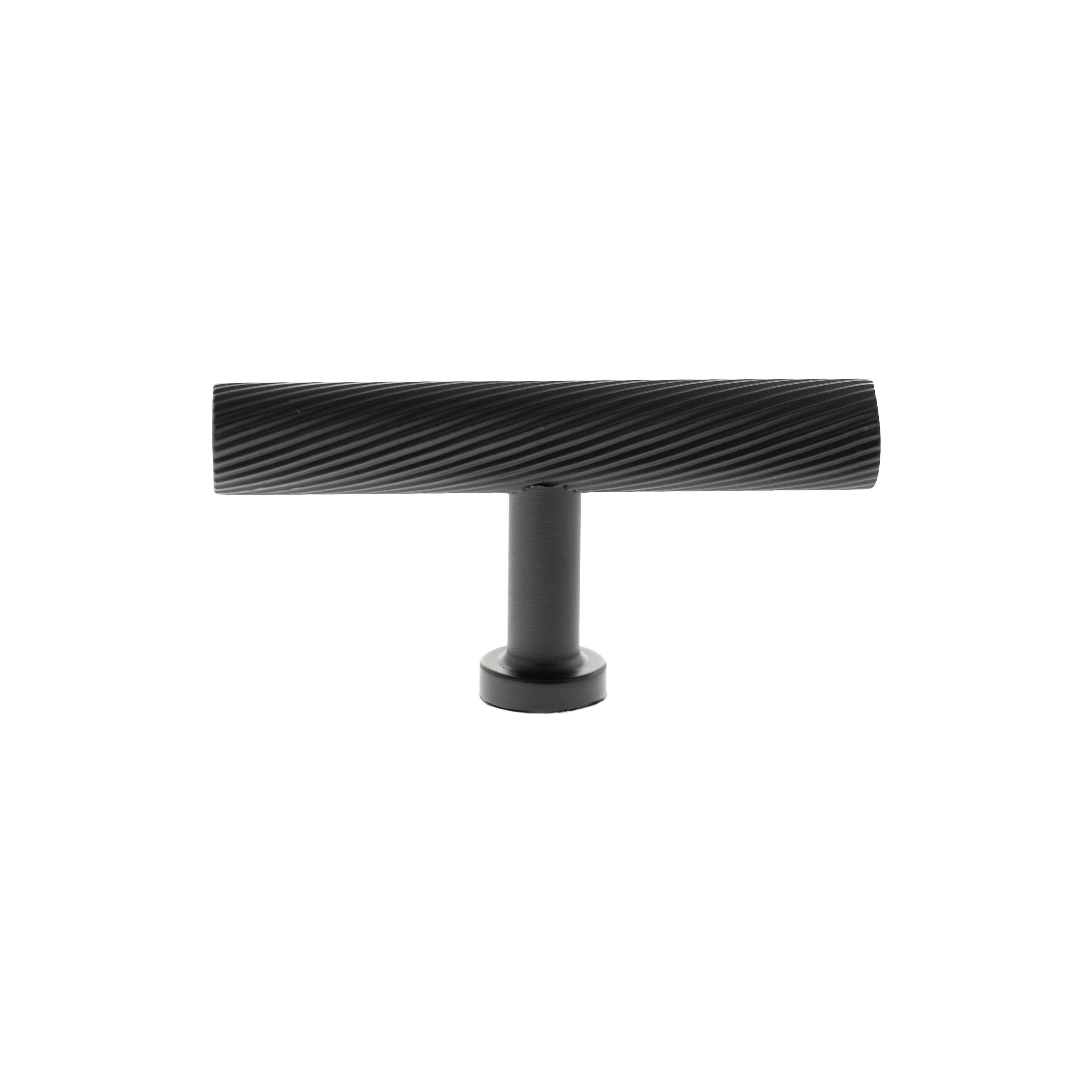 Millhouse Brass Paddington Spiral T-Bar Cabinet Knob Handle - Matt Black