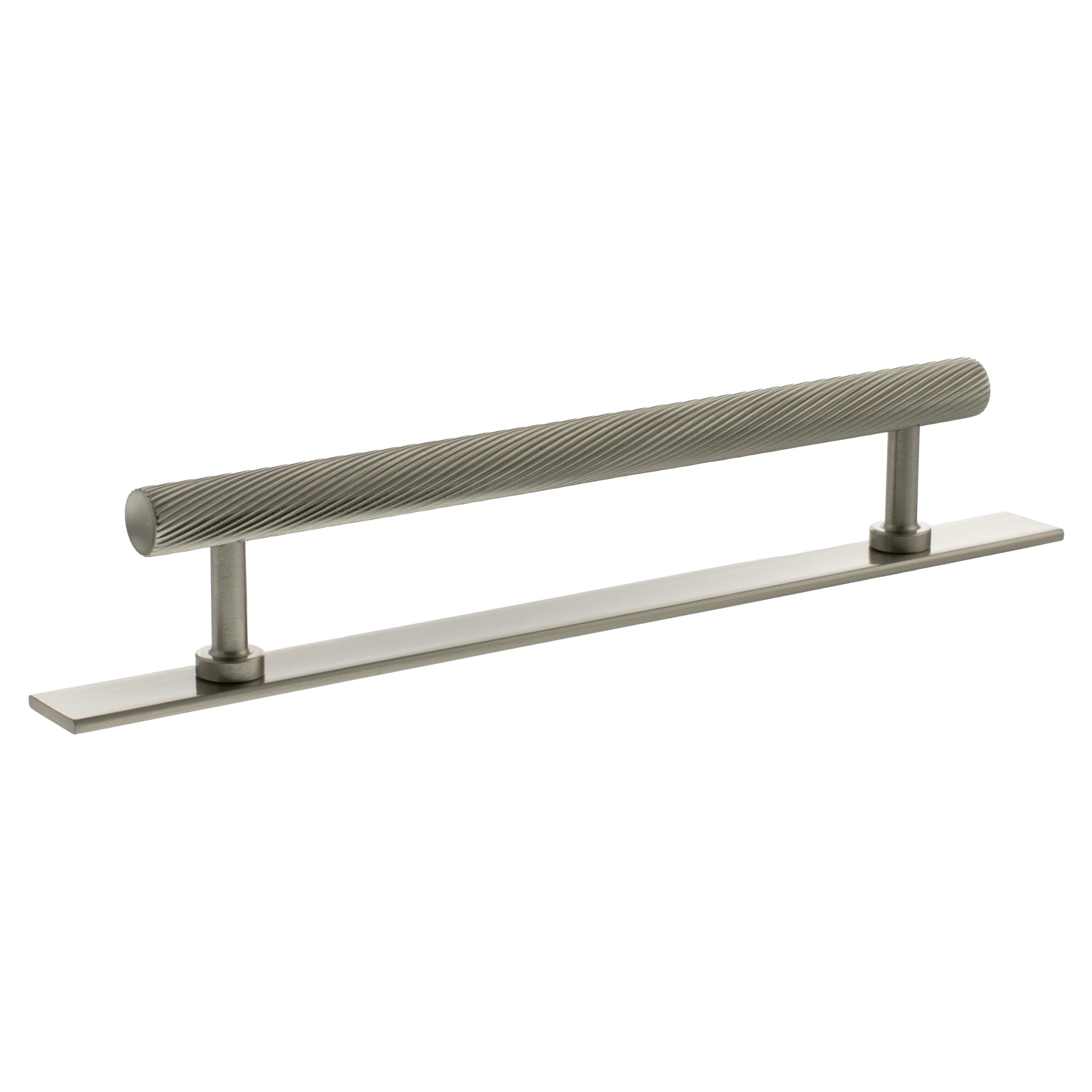 Millhouse Brass Paddington Spiral T-Bar Cabinet Pull Handle on Backplate 160mm - Satin Nickel