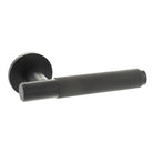 Millhouse Brass Crompton Knurled Lever Door Handle on 5mm Slimline Round Rose - Matt Black