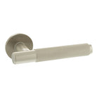 Millhouse Brass Crompton Knurled Lever Door Handle on 5mm Slimline Round Rose - Satin Nickel