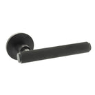Millhouse Brass Stephenson Knurled Lever Door Handle on 5mm Slimline Round Rose - Matt Black