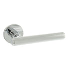 Millhouse Brass Stephenson Knurled Lever Door Handle on 5mm Slimline Round Rose - Polished Chrome