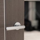 Millhouse Brass Stephenson Knurled Lever Door Handle on 5mm Slimline Round Rose
