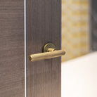Millhouse Brass Stephenson Knurled Lever Door Handle on 5mm Slimline Round Rose