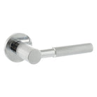 Millhouse Brass Mason Knurled Lever Door Handle on 5mm Slimline Round Rose - Polished Chrome