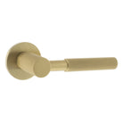 Millhouse Brass Mason Knurled Lever Door Handle on 5mm Slimline Round Rose - Satin Brass