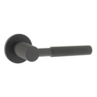 Millhouse Brass Mason Knurled Lever Door Handle on 5mm Slimline Round Rose - Urban Dark Bronze