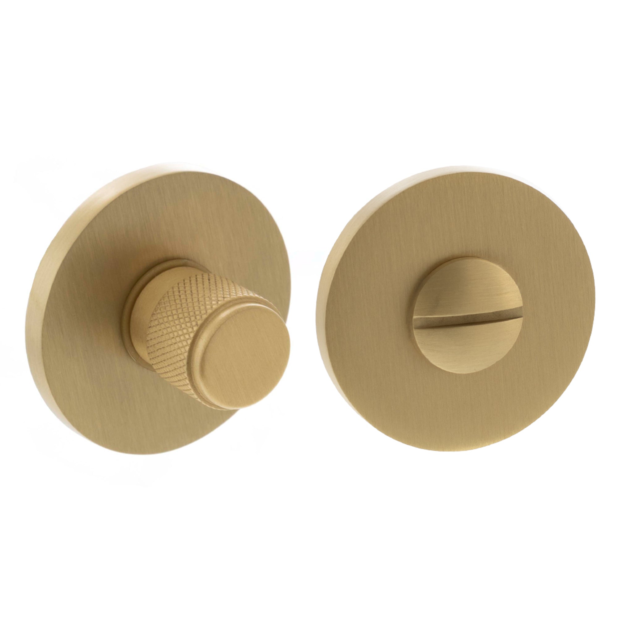 Millhouse Brass Knurled WC Turn and Release on 5mm Slimline Round Rose - Satin Brass