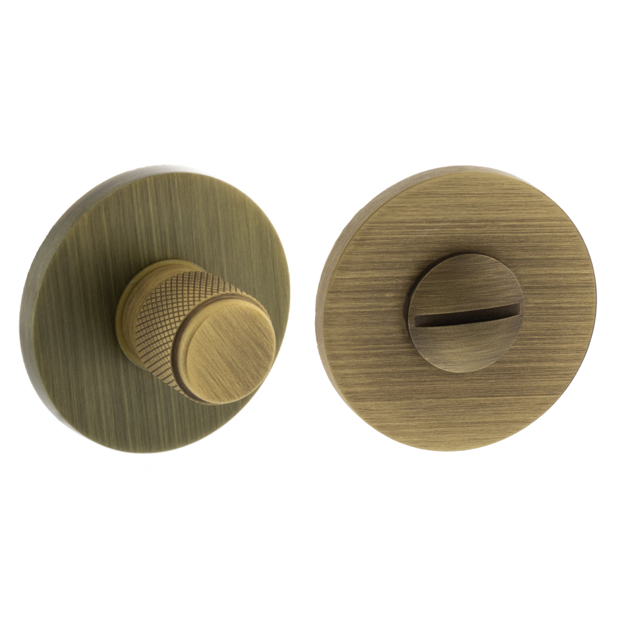 Millhouse Brass Knurled WC Turn and Release on 5mm Slimline Round Rose - Yester Bronze