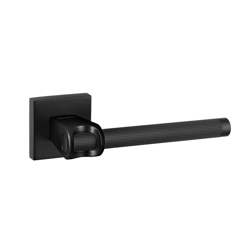 Oro & Oro Aria Lever Door Handle on Square Rose - Matt Black