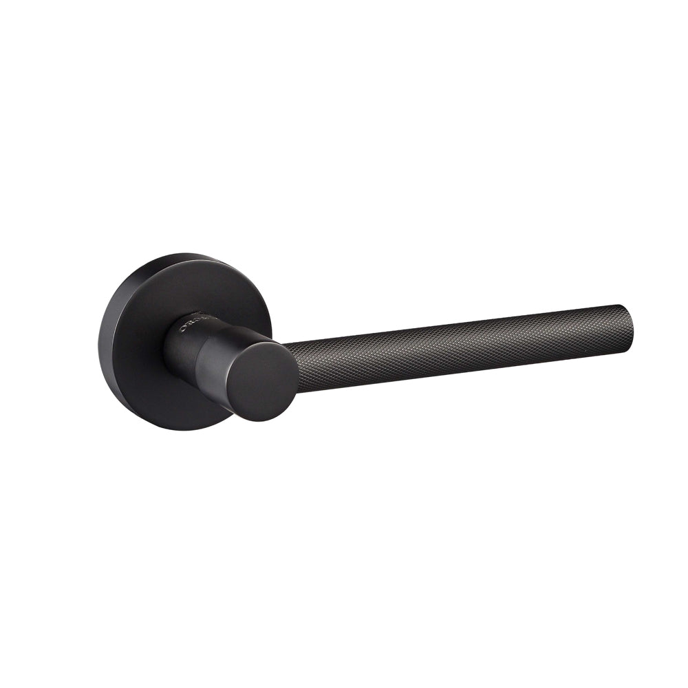 Oro & Oro Stradi Lever Door Handle on Round Rose - Matt Black