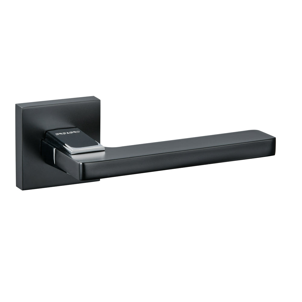 Oro & Oro Alba Lever Door Handle on Square Rose - Matt Black