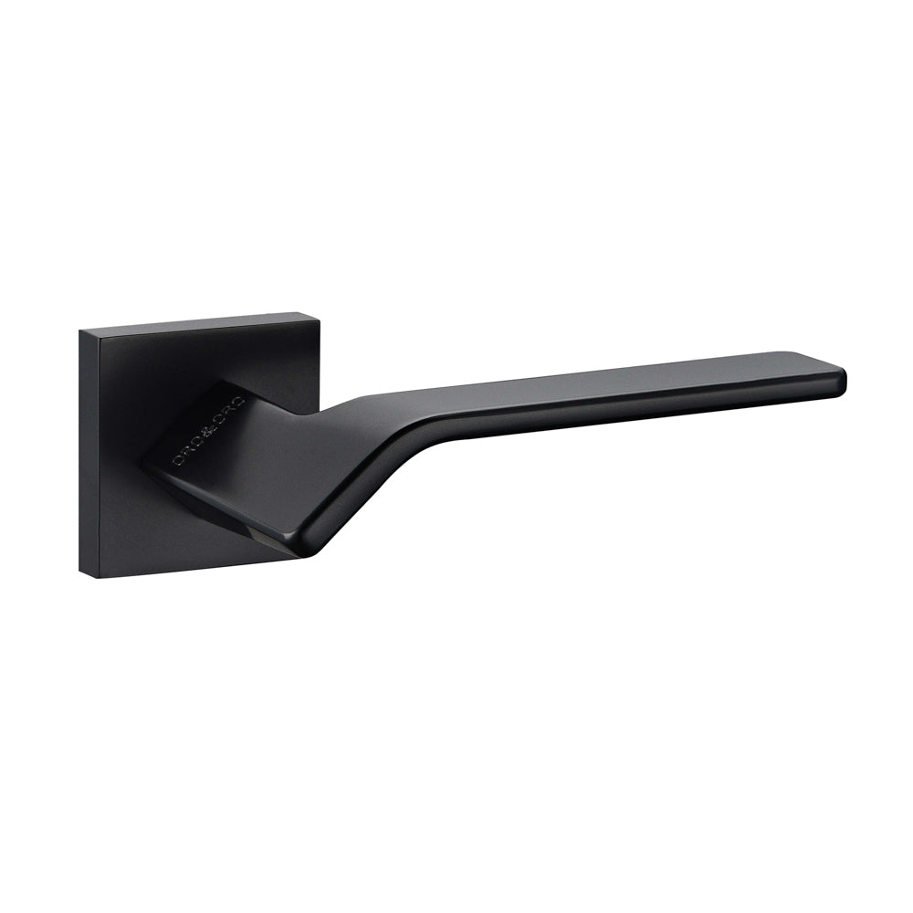 Oro & Oro Frana Lever Door Handle on Square Rose - Matt Black