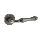 Old English Durham Lever Door Handle on Round Rose - Distressed Silver
