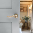 Old English Oxford Lever Door Handle on Round Rose