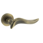 Old English Oxford Lever Door Handle on Round Rose - Matt Antique Brass