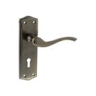 Old English Warwick Key Lever Door Handle on Backplate - Antique Brass