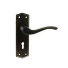 Old English Warwick Key Lever Door Handle on Backplate - Urban Dark Bronze
