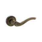 Old English Warwick Lever Door Handle on Round Rose - Matt Antique Brass