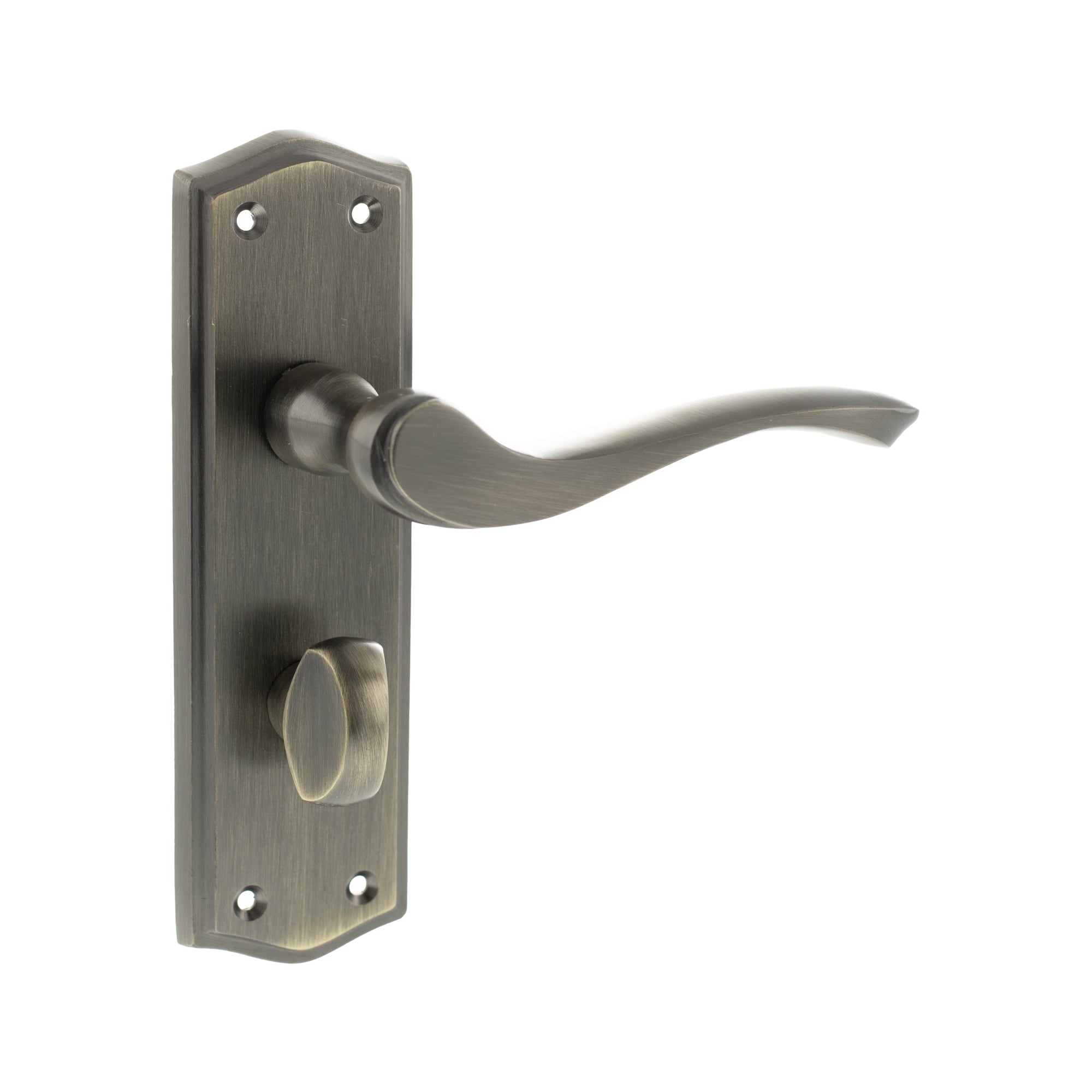 Old English Warwick WC Lever Door Handle on Backplate - Matt Antique Brass