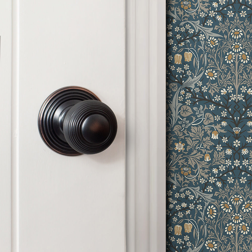 Old English Ripon Solid Brass Reeded Mortice Knob on Concealed Fix Rose