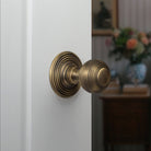 Old English Ripon Solid Brass Reeded Mortice Knob on Concealed Fix Rose