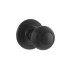 Old English Ripon Solid Brass Reeded Mortice Knob on Concealed Fix Rose - Matt Black
