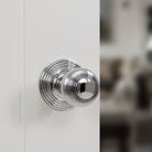 Old English Ripon Solid Brass Reeded Mortice Knob on Concealed Fix Rose