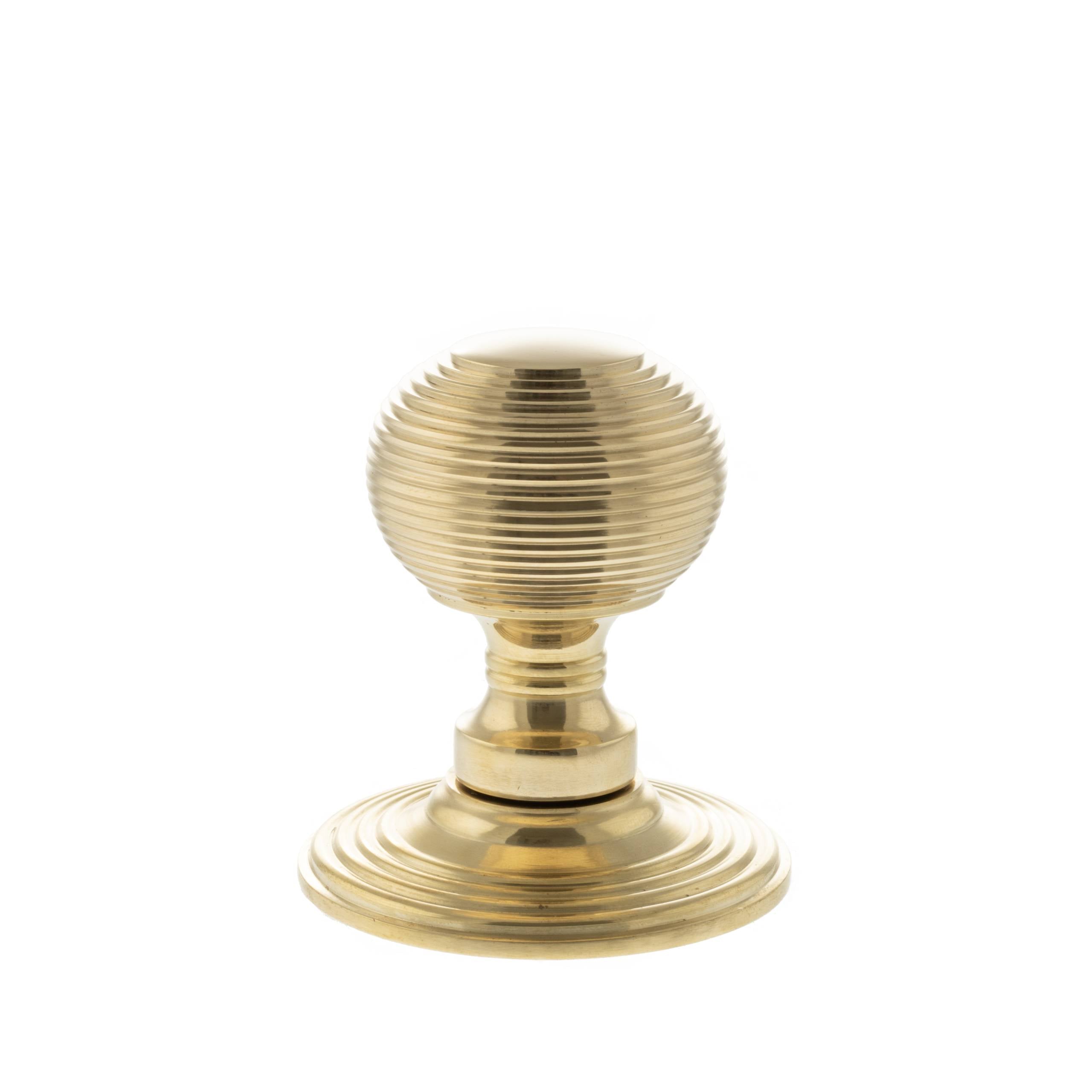 Old English Ripon Solid Brass Reeded Mortice Knob on Concealed Fix Rose