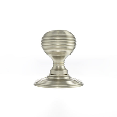 Old English Ripon Solid Brass Reeded Mortice Knob on Concealed Fix Rose