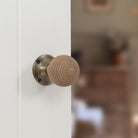 Old English Bridlington Wood Reeded Beehive Door Knob on Face Fix Rose