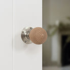 Old English Bridlington Wood Reeded Beehive Door Knob on Face Fix Rose