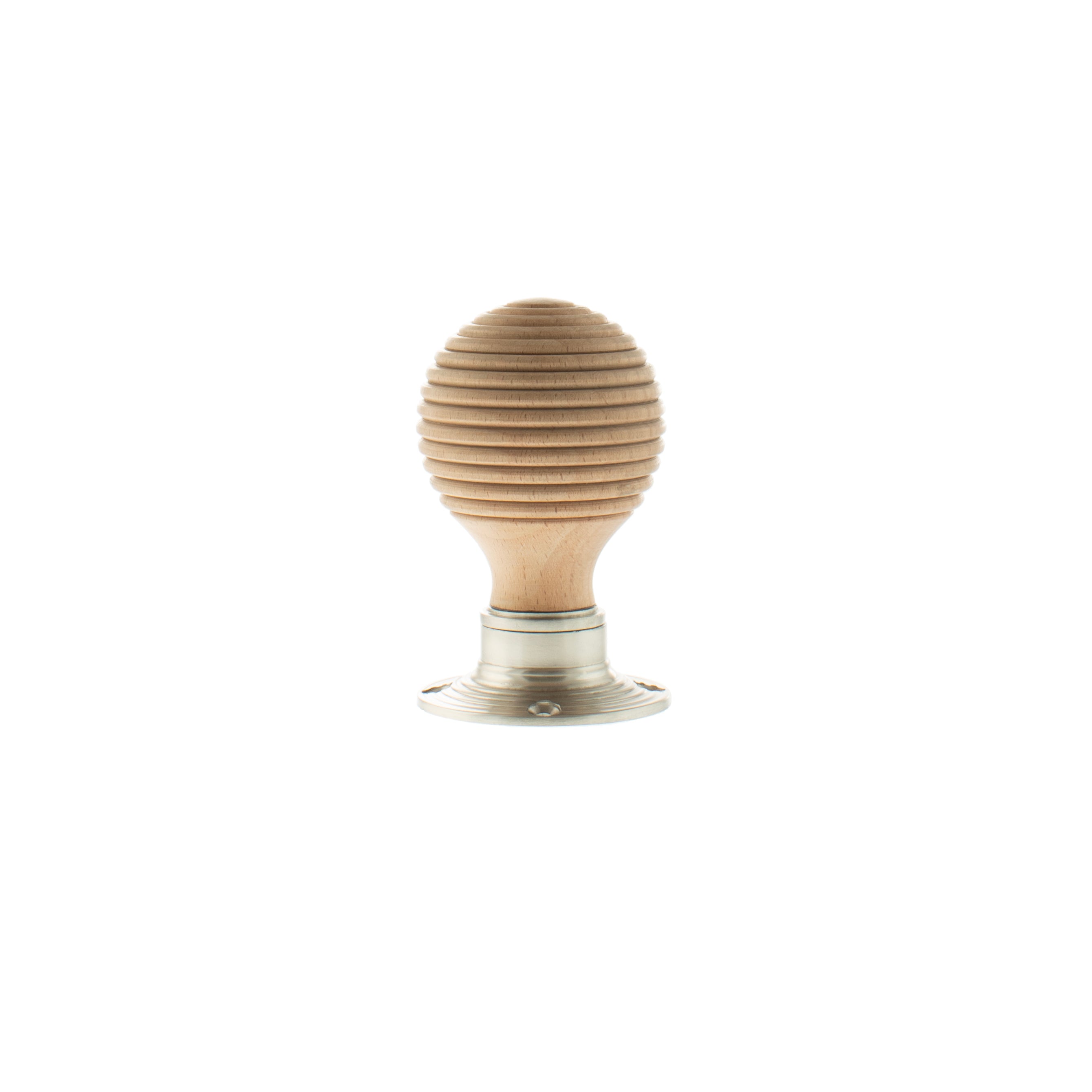 Old English Bridlington Wood Reeded Beehive Door Knob on Face Fix Rose