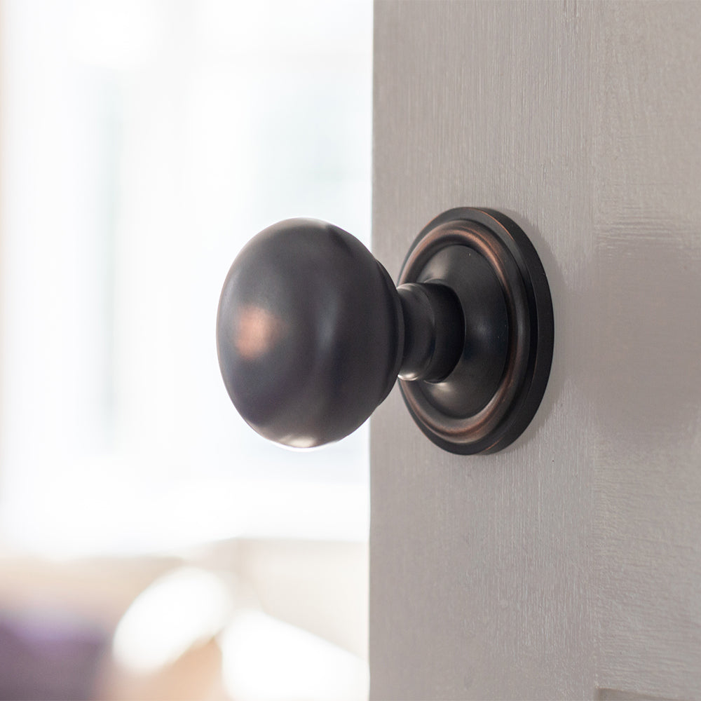 Old English Harrogate Solid Brass Mushroom Mortice Knob on Concealed Fix Rose