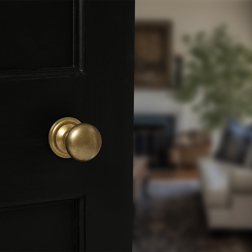 Old English Harrogate Solid Brass Mushroom Mortice Knob on Concealed Fix Rose