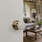 Old English Skipton Porcelain Cream Crackle Door Knob on Face Fix Rose