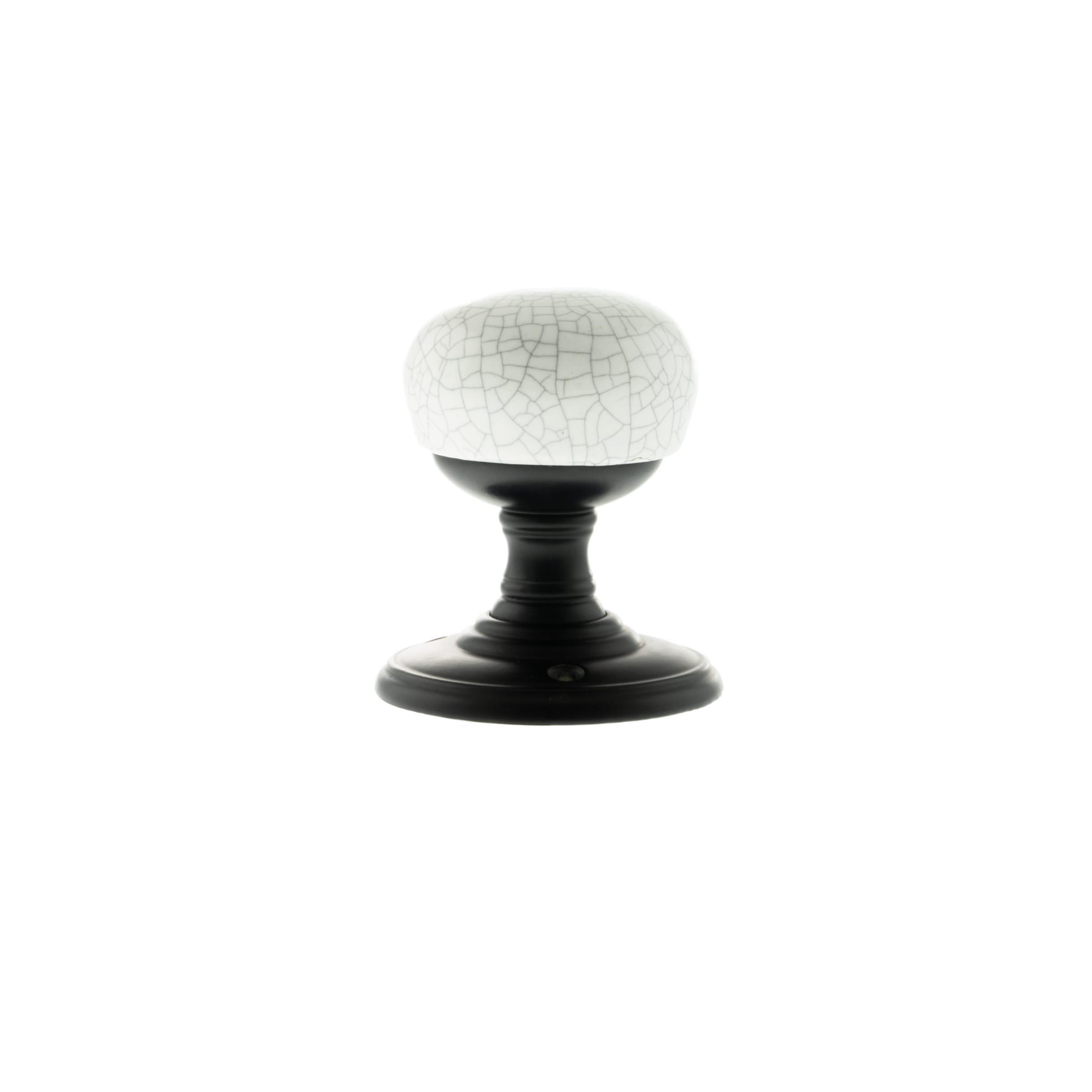 Old English Skipton Porcelain White Crackle Door Knob on Face Fix Rose