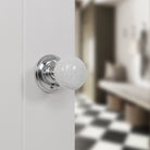 Old English Skipton Porcelain White Crackle Door Knob on Face Fix Rose