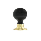 Old English Whitby Ebony Wood Reeded Beehive Mortice Knob on Face Fix Rose