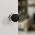 Old English Whitby Ebony Wood Reeded Beehive Mortice Knob on Face Fix Rose