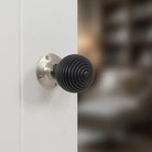Old English Whitby Ebony Wood Reeded Beehive Mortice Knob on Face Fix Rose