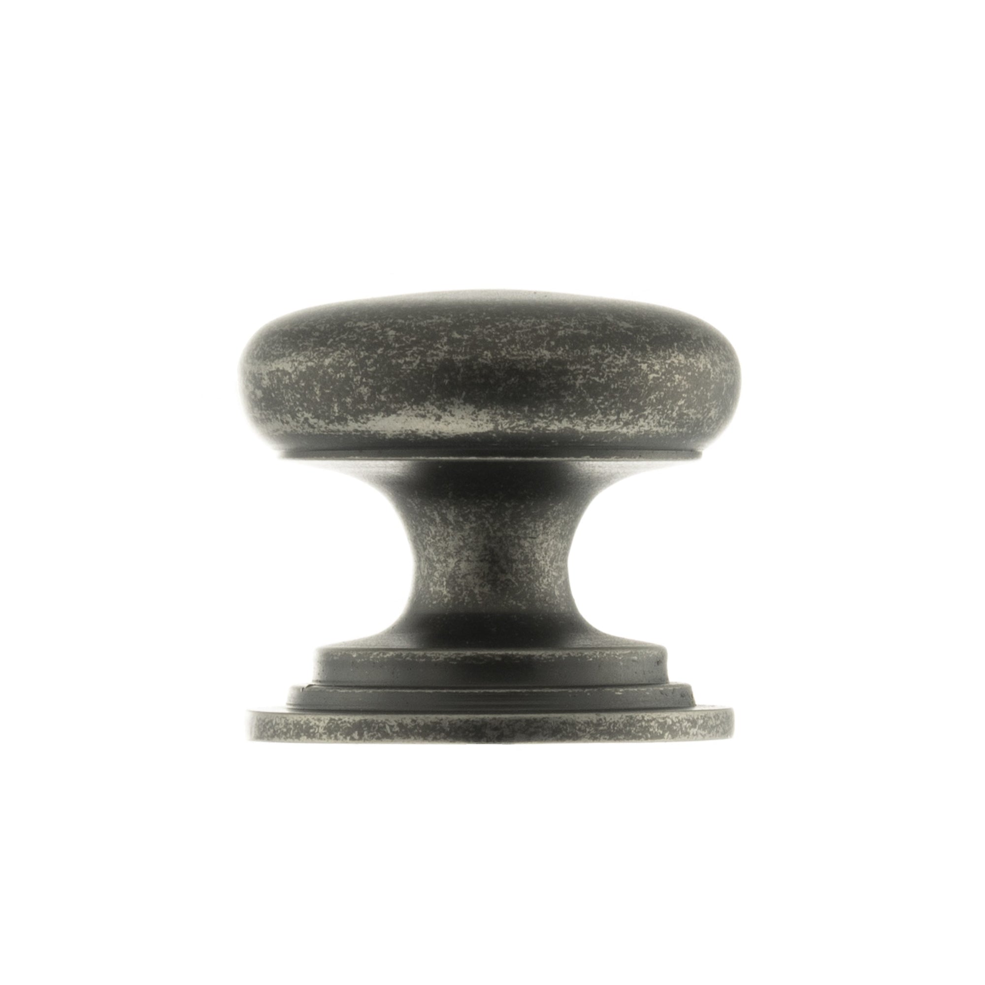 Old English Lincoln Solid Brass Victorian Knob 38mm on Concealed Fix - Distressed Silver