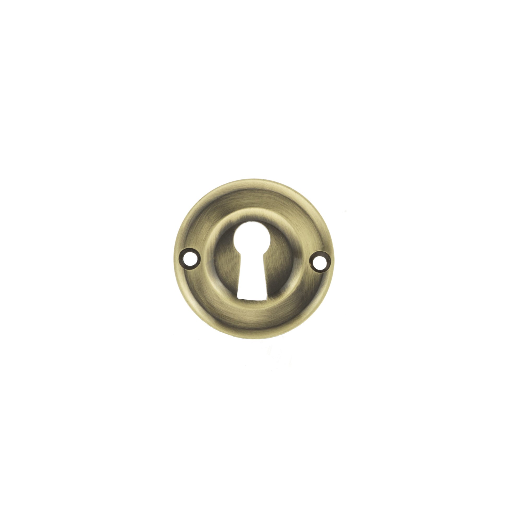 Old English Solid Brass Open Key Hole Escutcheons - Antique Brass