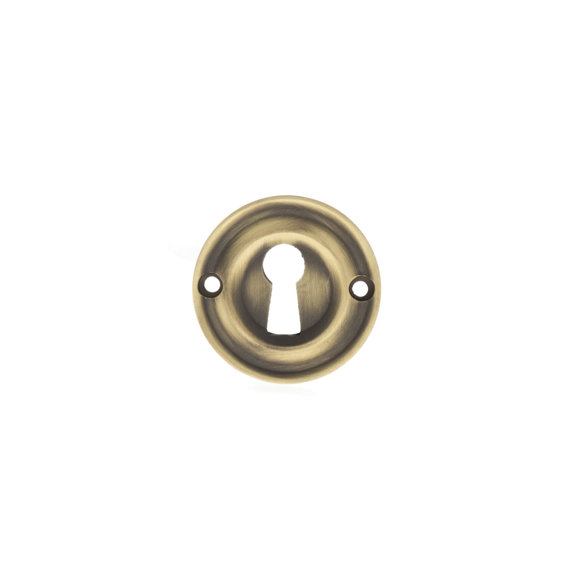 Old English Solid Brass Open Key Hole Escutcheons - Matt Antique Brass