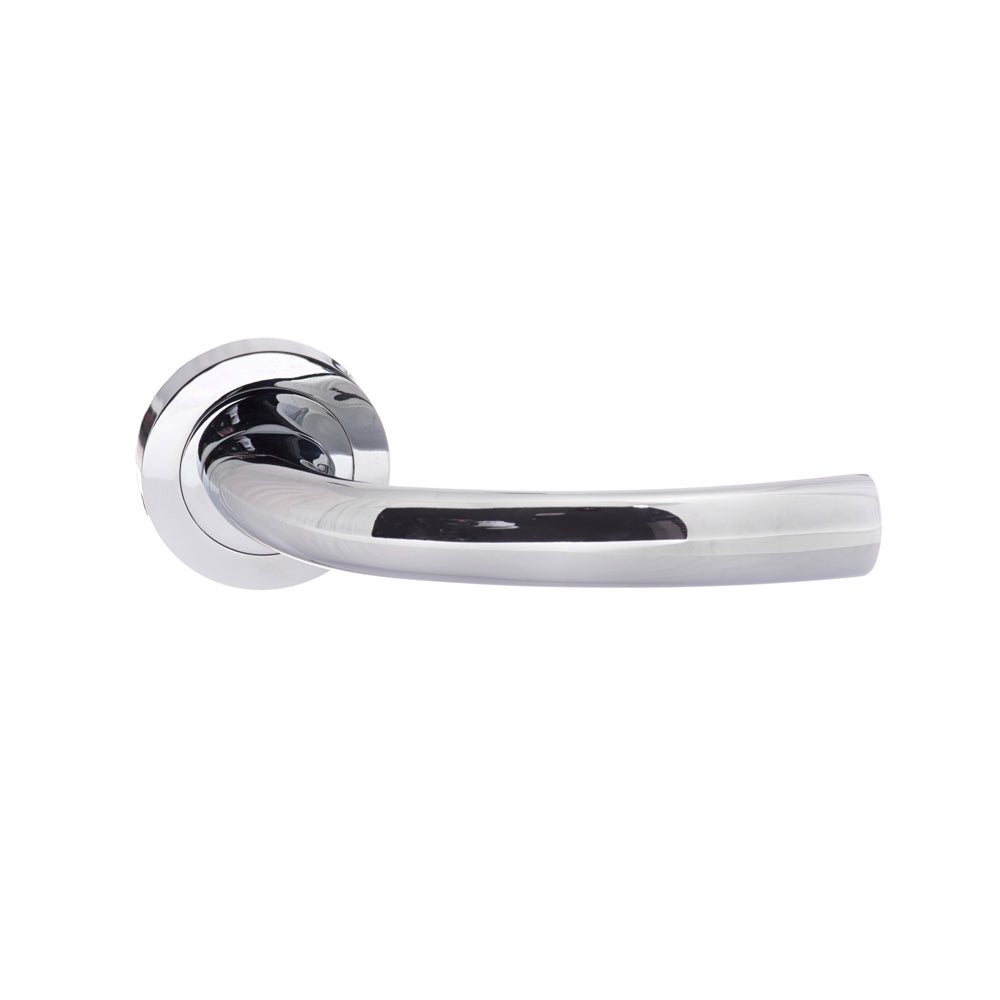 STATUS Nevada Lever Door Handle on Round Rose - Polished Chrome